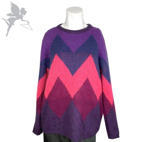 GEMELLI Zig Zag Oversized Mohair Sweater - Picture 1 of 7